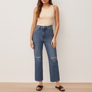 LEVI’S Ribcage Straight Ankle Distressed High Rise Button Fly Jeans Sz 30 EUC